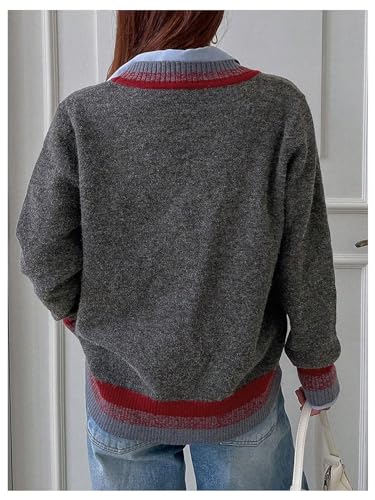 Verdusa Women's Striped Preppy Button Down Cardigan Sweaters Y2k Knit Tops Lightweight Cardigans2