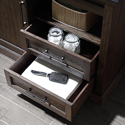 Ove Decors Santa Fe 48 Single Vanity In Rustic Walnut Finish With Black Granite Countertop, 48-Inch By 22-Inch #TOP6