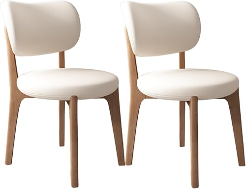 Sillas de comedor de madera maciza, juego de 2 sillas de comedor modernas de mediados de siglo con marco de madera y sillas de comedor tapizadas