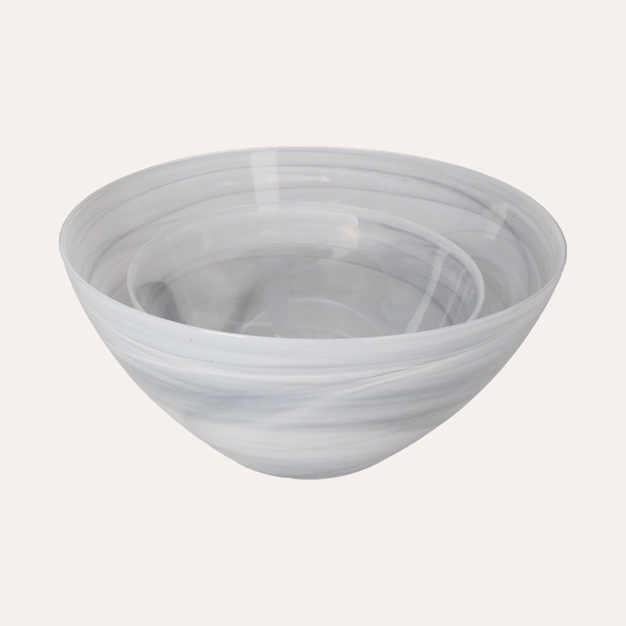 Keyhomestore - Lot de 2 saladiers en verre albâtre gris dégradé - Diamètre 30 cm et 22 cm, idéal pour salades ou décorations pour la maison, idée cadeau ou bonbonnières pour cérémonies et événements.