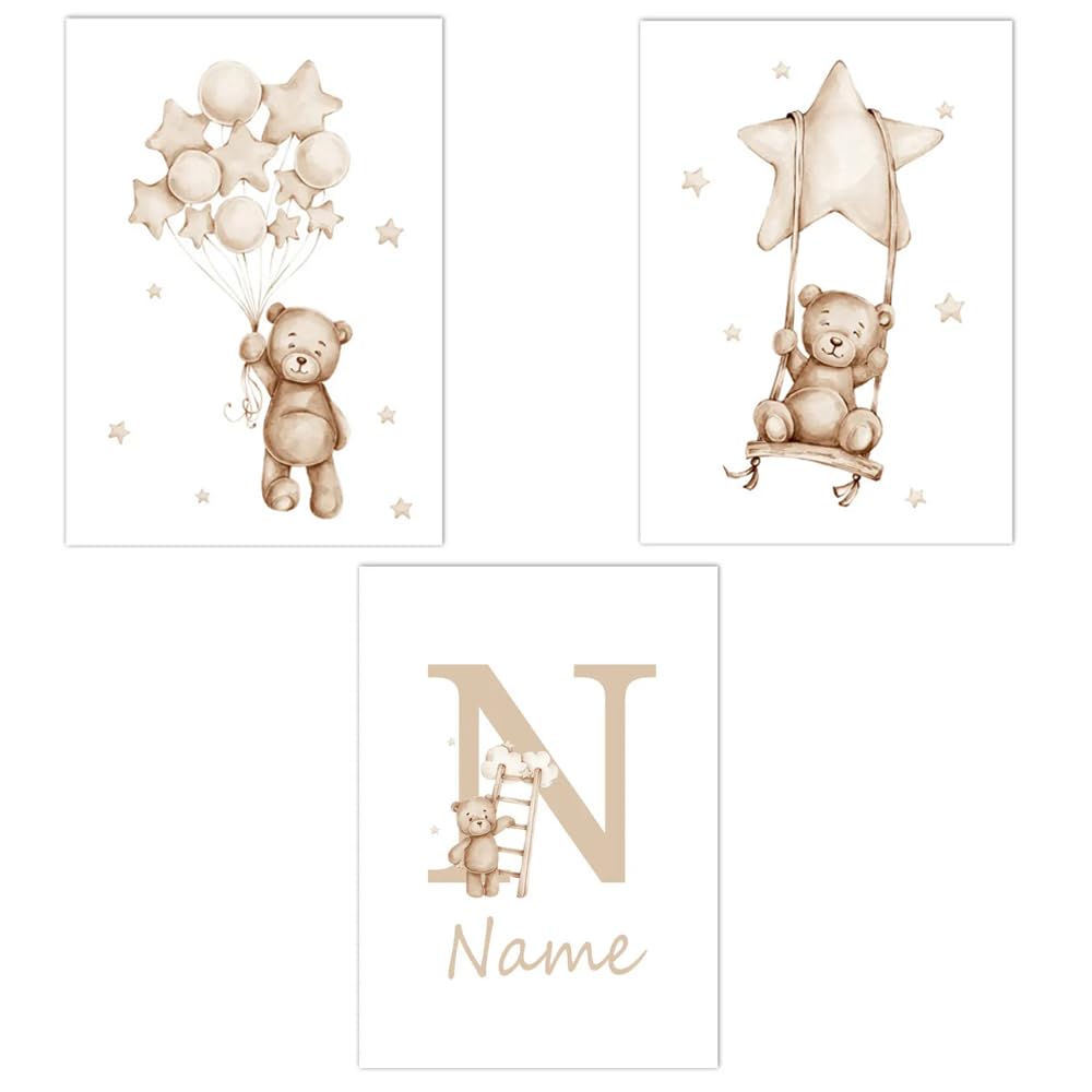3 Posters Animaux Boho Pour Chambre Bébé - Écureuil, Cerf Et Hibou - Décoration Murale Enfant
