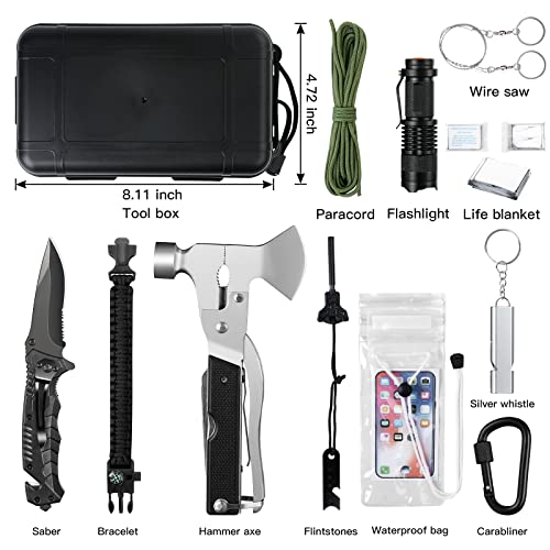 Gifts for Men Dad Him - Survival Kits, Survival Gear and Equipment 15 in 1 - Image 3
