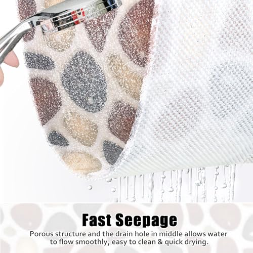 Image of Square Shower Mat Non Slip: 31x31 Inch Large Shower mats for Inside Shower with Drain Hole in Middle, Super Soft PVC Loofah Massage Shower Floor Mat, Anti Slip Shower Stall Mat, Quick Drying