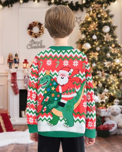 Ddsol Boy Ugly Christmas Sweatshirt Long Sleeve Santa Dinosaur Elk Train Bulldozer Kids Xmas Sweater Pullover Tops 4-10 Years 4 Ddsol Boy Ugly Christmas Sweatshirt Long Sleeve Santa Dinosaur Elk Train Bulldozer Kids Xmas Sweater Pullover Tops 4-10 Years - Image 5