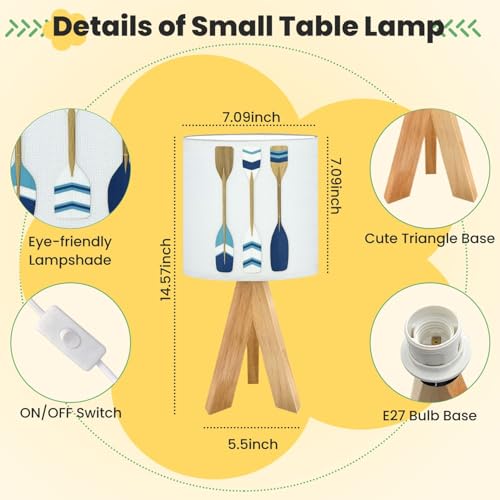 Lámpara de mesa para niños con base de madera y pantalla de lino miniatura 2