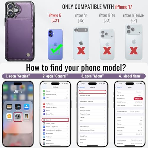 Vinich for iPhone 17 Wallet Case with Card Holder, RFID Blocking Credit Slots Kickstand Shockproof Phone Cover Fit for iPhone 17 6.3" Purple by Vinich - Image 4