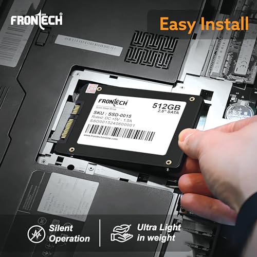 Image of FRONTECH 512GB Internal SSD, 2.5 SATA, TLC+SMI, Low Energy Consumption, Ultra Fast with Read /Write Speed Upto 500 /480 Mbps, (SSD-0015, Black & White)