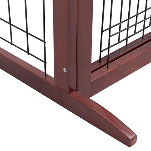 image for S AFSTAR Adjustable Freestanding Wooden Pet Dog Gate Solid Fence Playp