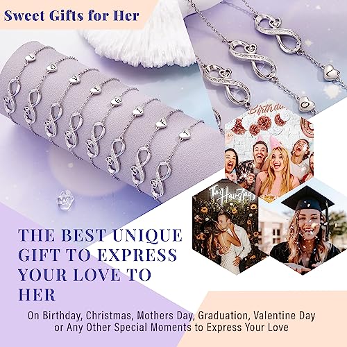 Teen Stocking Stuffers Initial Bracelet for Women Teen Girls Christmas Gifts for Her Wife Mom Letter A-Z Infinity Bracelets I Love You Graduation Gifts for Her Girlfriend Birthday Anniversary Jewelry2