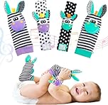 Baby Toys 0-6 Months - Baby Wrist and Ankle Rattles Foot Finder Rattle Sock Hand and Feet Rattles for Babies Sensory Toys Arm Wristband Rattle Strap Toy for 0-12 Months Infant Boys Girls Gift