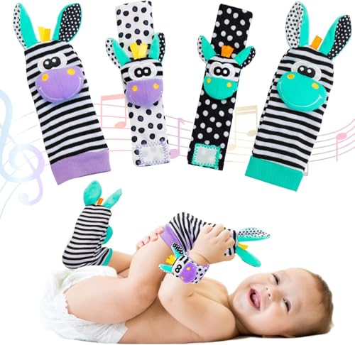 Baby Toys 0-6 Months - Baby Wrist and Ankle Rattles Foot Finder Rattle Sock Hand and Feet Rattles for Babies Sensory Toys Arm Wristband Rattle Strap Toy for 0-12 Months Infant Boys Girls Gift