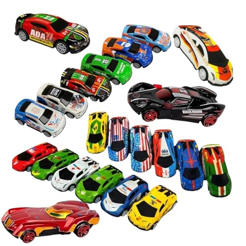 Image of Mini Racing Metal Pull Back Car Set, 12 Pieces High-Speed Friction Powered Vehicles, Colorful Diecast Alloy Models, for Kids (12)