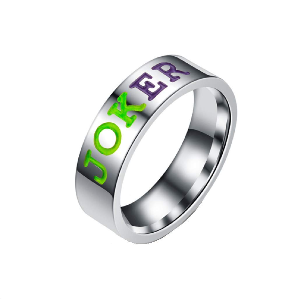 Necklace Necklaces لقلائد قلادة Stainless Steel Ring Men's and Women's JOKER HARLEY Couple Ring,Green,9,Size:10,Colour:Green (Color : Green, Size : 9)