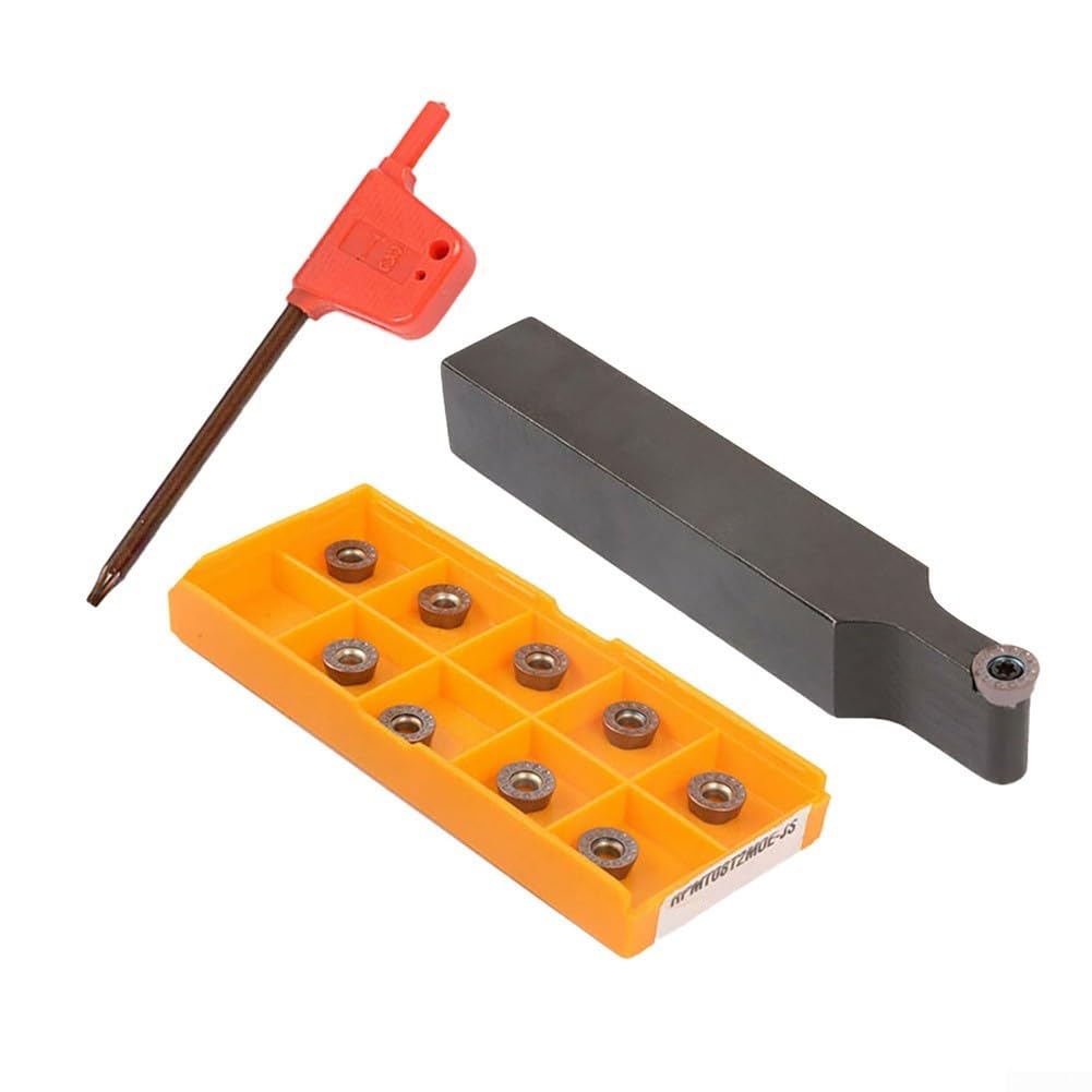 Soporte de herramientas de torneado externo 16x100mm SRDPN1616H08 con 10 insertos RPMT08T2M0E-JS de carburo para acabado
