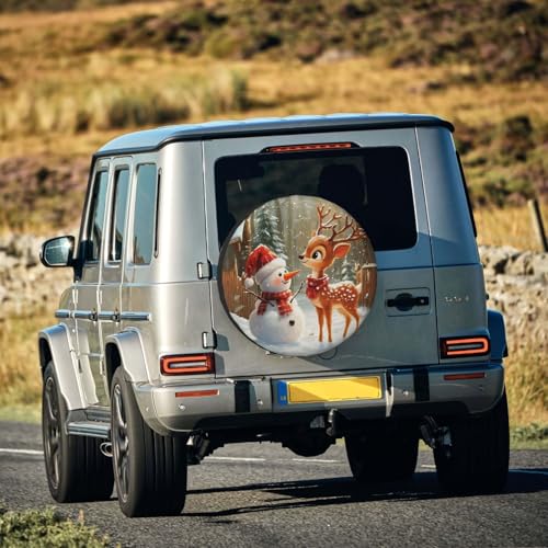 Image of Christmas Reindeer Spare Tire Cover Winter Weatherproof Universal Wheel Protectors Christmas New Year Wheel Covers for Rv Camper Travel Trailer SUV Truck 16 Inch Holiday Xmas Decor