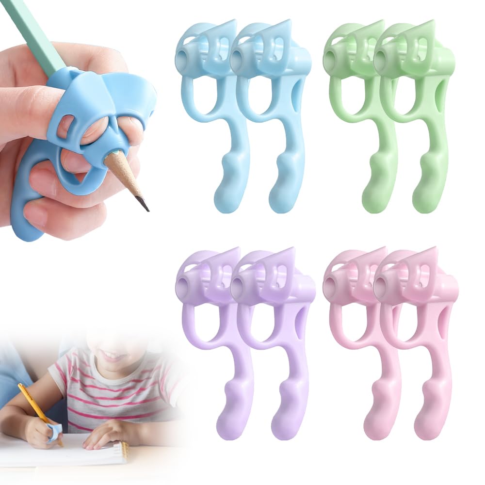 LECDOA Impugnature per matite per bambini, calligrafia in silicone, per correzione della postura, aiuto per la scrittura per principianti, materiale scolastico speciale (8 pezzi)