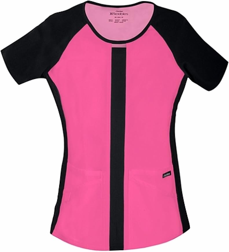 Cherokee 2805 Women's Color Blocked Round Neck Knit Panel ScrubTop