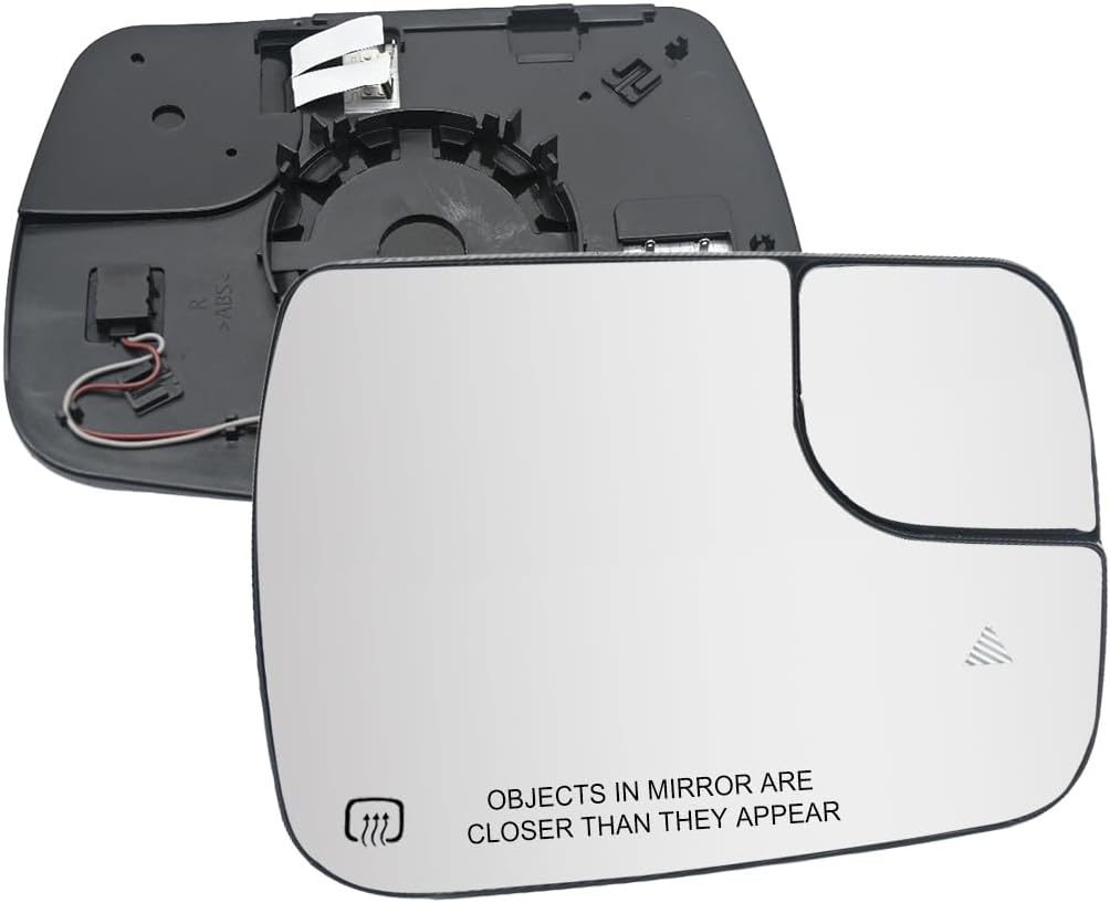 Exterior Passenger Side Mirror Glass Compatible With Ram 1500 2019 2020 2021 2022 2023 2024 68402036AA 68402037AA Right Side Power Heated With Backing Plate