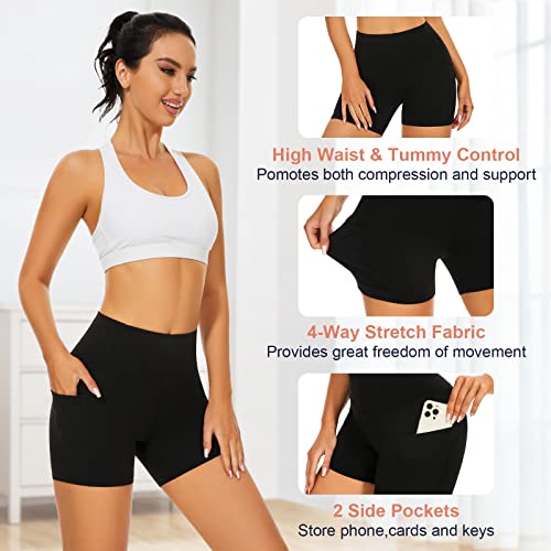SIMIYA Cycle Shorts for Women High Waist Tummy Control Running Shorts with Pockets for Sports Gym Yoga Workout - Image 4