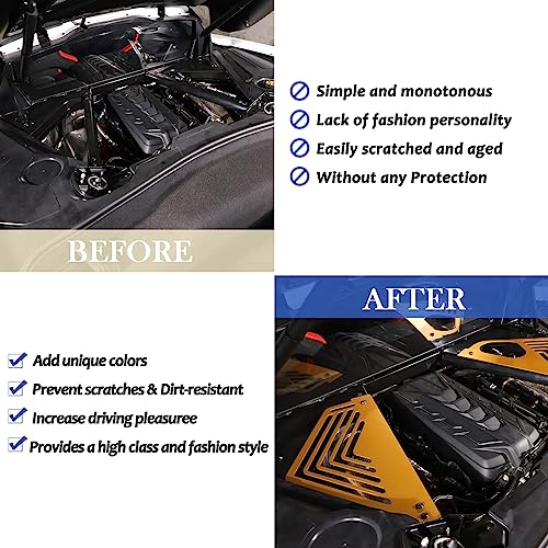 Image of Daeiclru Engine Bay Panel Cover Compatible with Chevrolet Corvette C8 2020-2023, Aluminium Engine Protector Splash Shield, Left Right Engine Case Guards (Yellow)