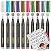 Produktbild int!rend Premium Metallic Marker Set | 10 Metallic Stifte mit feiner Spitze, 5 Schablonen, DIY Fotoalbum Metallic Marker pen, Scrapbooking, schwarzes u. weißes Papier, Bemalen von Steinen, Holz, Glas