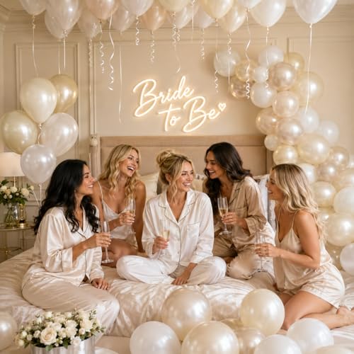 Image of Pearl White Balloons, 50 PCS 12 Inch Double Stuffed Pearl Sand White Balloons with Thick Ivory Latex Balloon for Wedding Engagement Baby Shower Bridal Birthday Anniversary Party Decorations Supplies