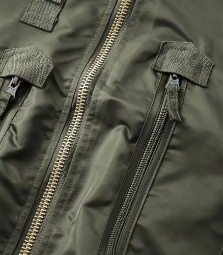 Image of FTIMILD Military Bomber Jacket for Men Casual Windbreaker Jacket Mens Spring and Fall Jacket with Pockets and US Armband