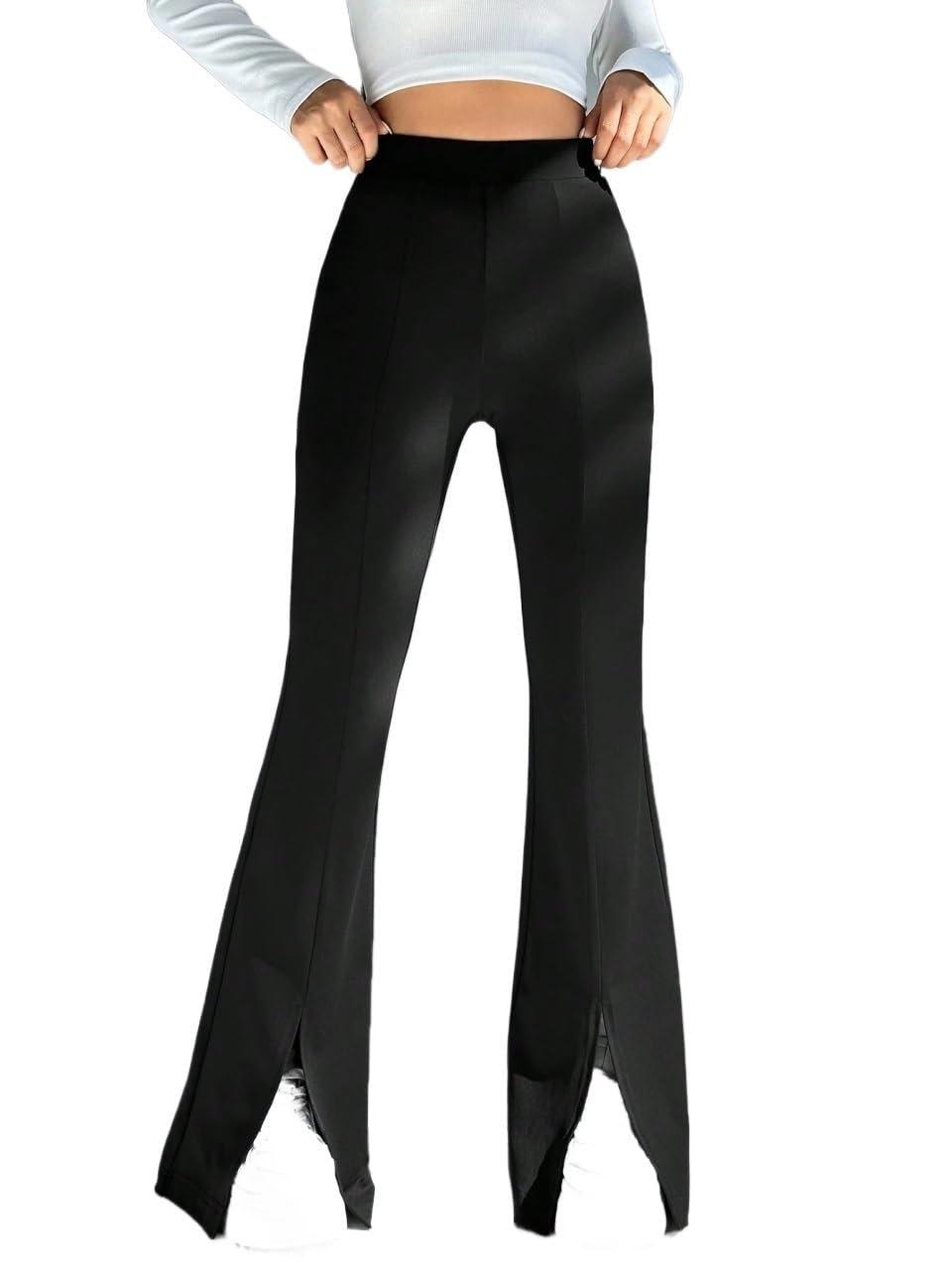 Womens Fall Open Elastic Waist Fall Pants Trousers Black