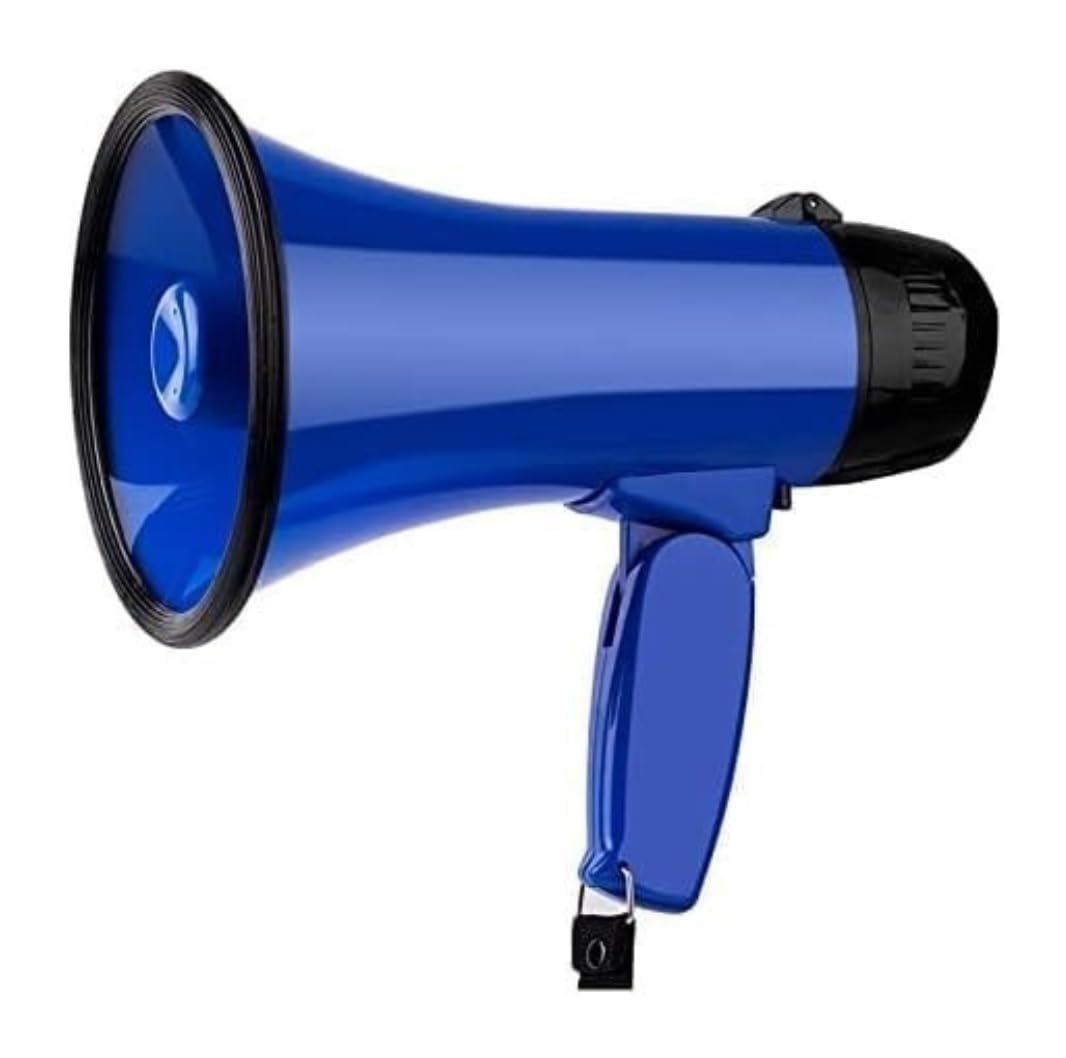 Megafono Altoparlante Megafono Manuale 25w Grandi megafoni di Registrazione Sirena incorporata attività all'aperto Megafono Altoparlante Arbitro Altoparlante Megafono Bullhorn(Blue)
