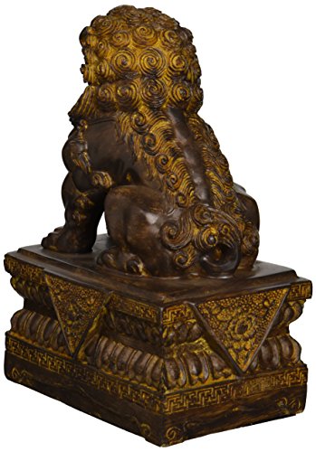 Estatua Asiática León Guardián Chino Macho 9 pulgadas miniatura 2