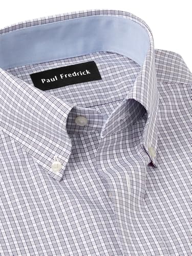 Paul Fredrick Men's Slim Fit Non-Iron Cotton Plaid Dress Shirt3
