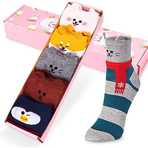 Cosyres Cute Animals Socks Novelty Cartoon Socks for Girls Gift Box Packaging Cover