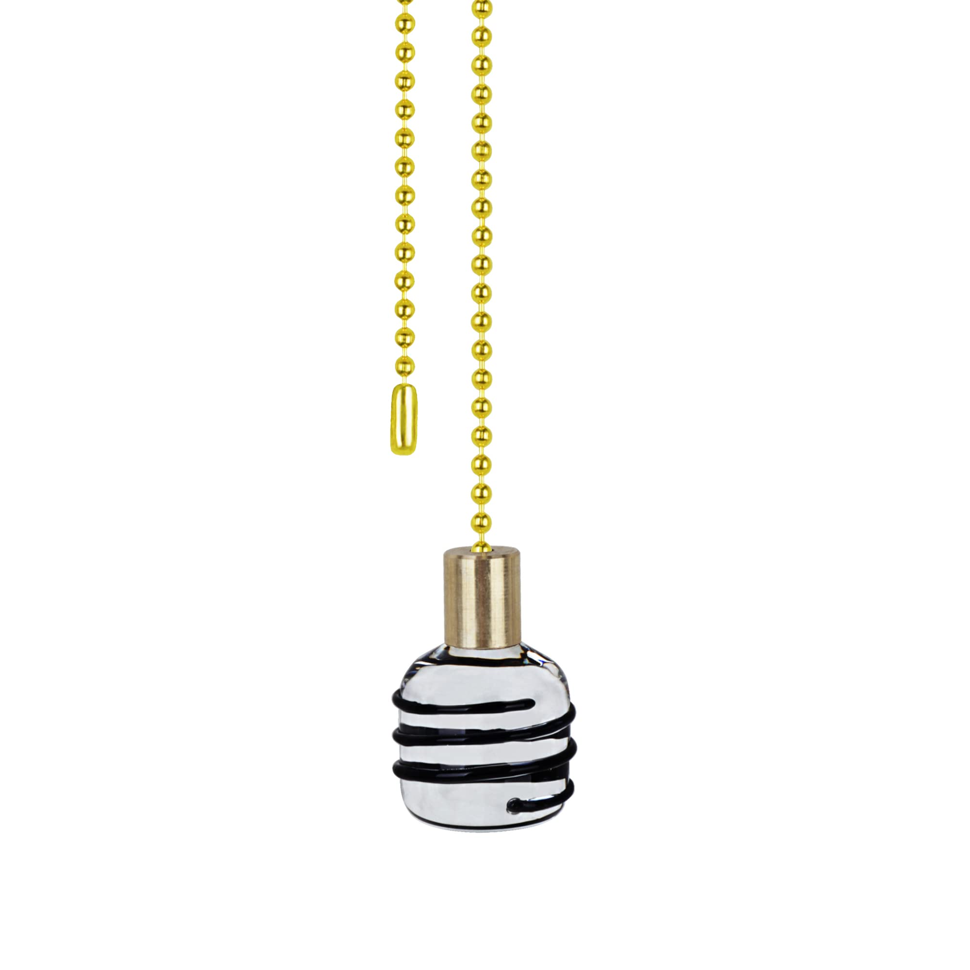 Aspen Creative 20508-11, 12" Clear with Black Line Glass Knob Copper Pull Chain, Clear &amp; Black, 2 Pack