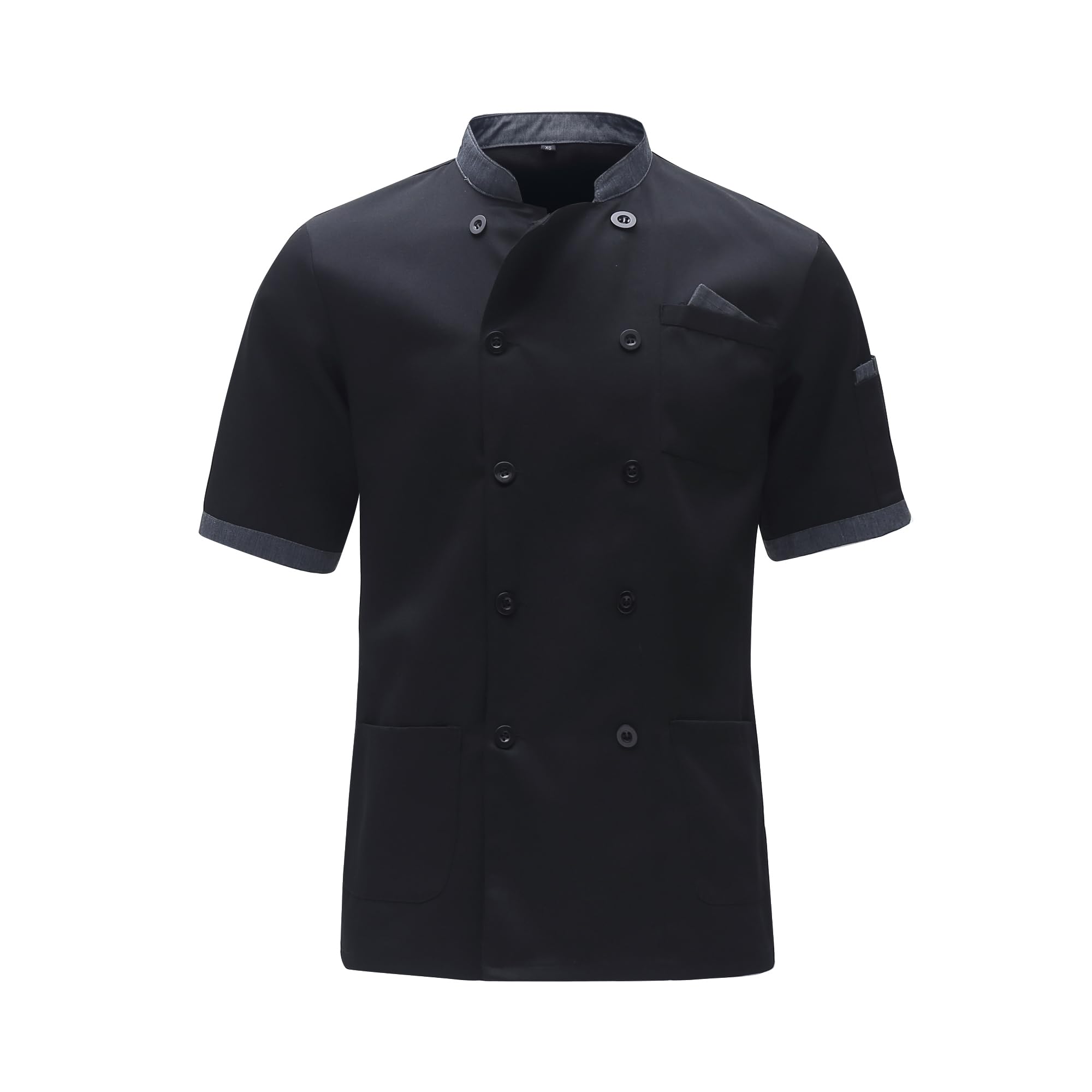 Veste de Cuisine Homme Vêtement de Chef Professionnel Veste avec Poche Cuisine Homme de Chef Cuisine à Manches Courtes Hôtel Restaurant Manteau Uniforme