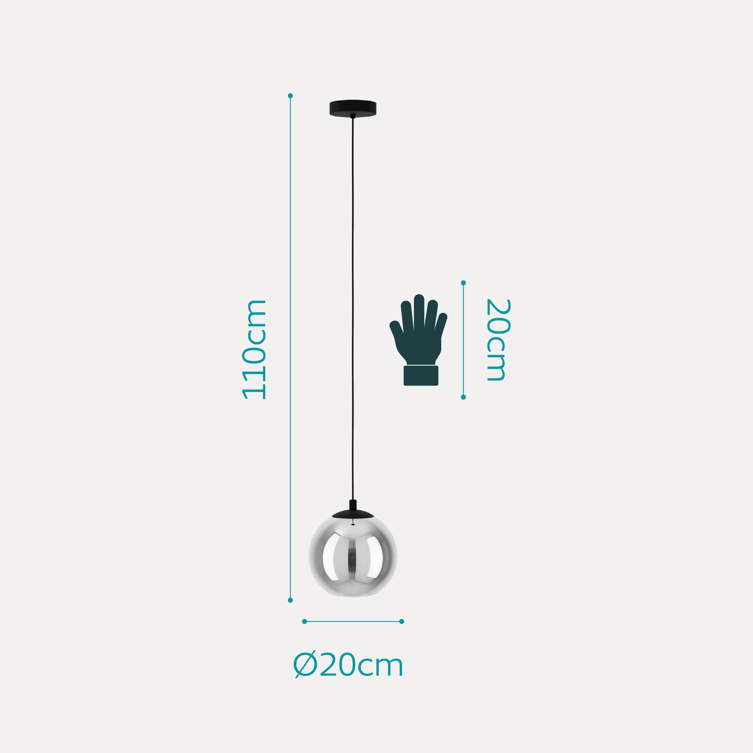 EGLO lampa wisząca Ariscani | oprawa zwisająca stół do jadalni światło zwisająca z metalu w kolorze czarnym i dymnym oprawa E27 Ø 20 cm