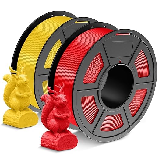 SUNLU PLA Filamento 1.75mm, Filamento per stampa 3D PLA avvolto ordinatamente, Adatto alla maggior parte delle stampanti 3D FDM, Bobina da 1KG. (Rosso+Giallo)