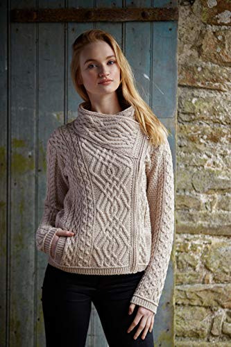 Aran Crafts Women's Irish Cable Knitted Wool Side Zip Cardigan (Z4630-XS-PAR) - Thumbnail 3