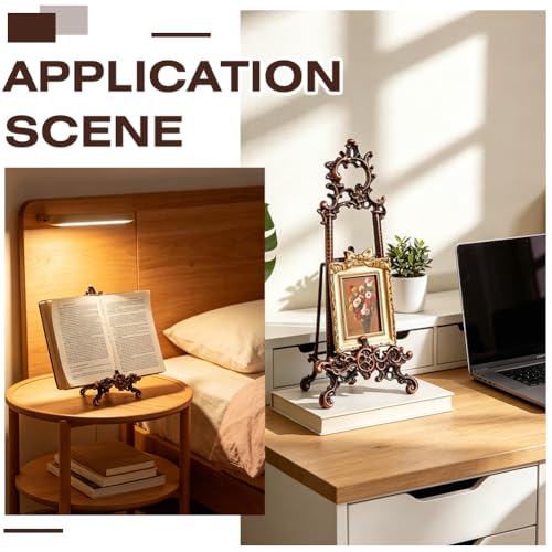 WADORN Vintage Cookbook Stand, 11x5x1.7 Inch Decorative Table Top Display Holder Kitchen Recipe Book Holder Small Ornate Easel Display Stands for Photo Pictures Frame Plate Dish Bible Home Decor