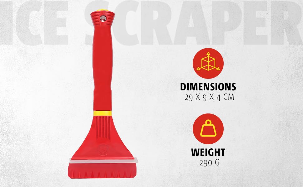 Image of WOLF-Garten 71AQA003650 Multi-Function Snow Shovel Ice Scraper with Anti-Freeze Handle for Garden, Outdoor & Car, 10 cm Working Width - ISMZM 015