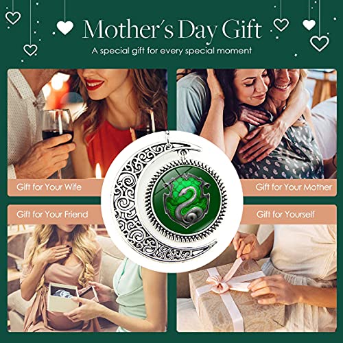 Day Vacation Moon Pendant Snake Green Silver Charm Crescent Necklace Jewelry Gift2