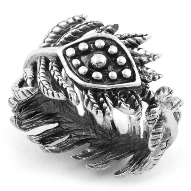 Bague empilable en argent 925 motif feuilles du mauvais œil pour femme
