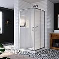 SUNNY SHOWER 34 in. X 34 in. X 72 in. Corner Shower Enclosure 1/4 in. Clear Glass Semi-Frameless Sliding Shower Doors Brushed Nickel Finish Corner Shower Stalls