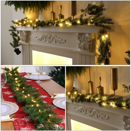 Guirlande lumineuse de 1,8 m pour décoration de cheminée et table de Noël