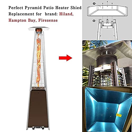 Bexdug Reflektorschild für Pyramid Terrassenheizstrahler | Universelle Ersatzplatte für Pyramiden- Terrassenheizstrahler, Ersatzoberteil für quadratische Außenheizungen für Glas, Rohr, Vermeidung-4