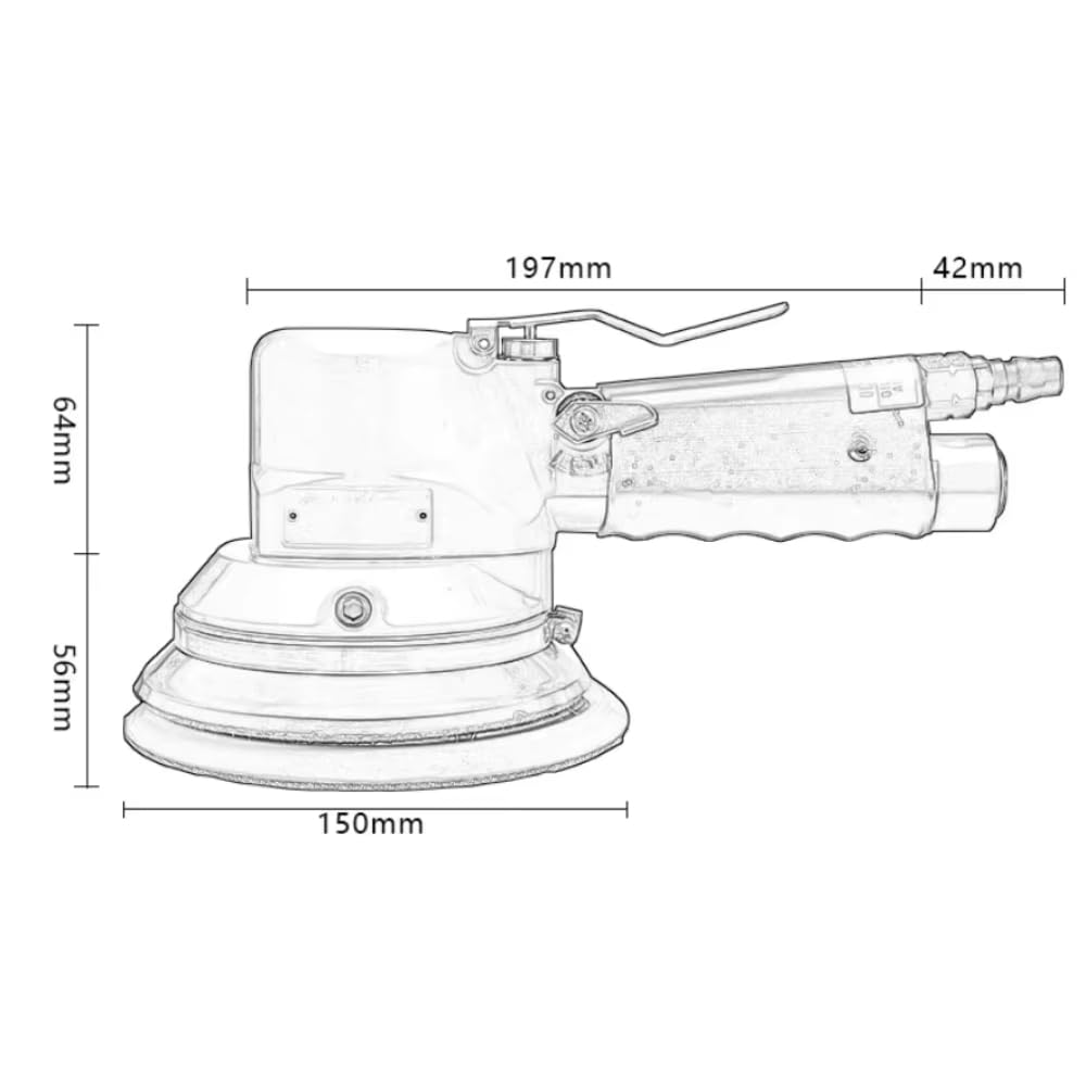 Toplionace Lijadora Orbital Neumática Aleatoria de 150mm