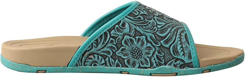 Twisted X Women's Sandal, Round Toe, Dark Teal & Teal, 9 M