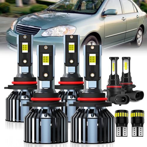 AMXTOBUB For 2005-2008 Toyota Corolla light Bulbs, 9005 High Beam 9006 Low Beam 9006 Fog Light License Plate Lights Combo, 8PCS