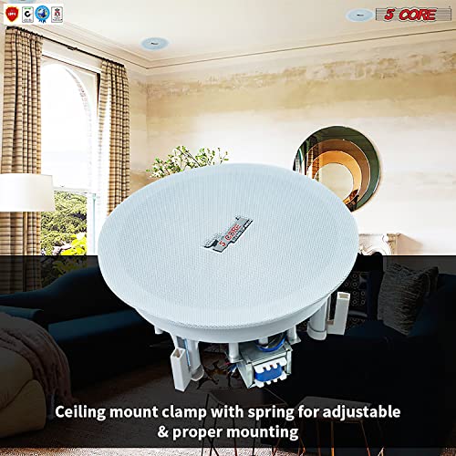 5 Core 6 Pack 6.5 Inch Commercial 2 Way In Ceiling Speakers For Paging, Flush Mount In Wall Universal Home Theatre Speaker System Waterproof For Restaurant, Indoor/Outdoor Placement, Covered Porches #TOP7