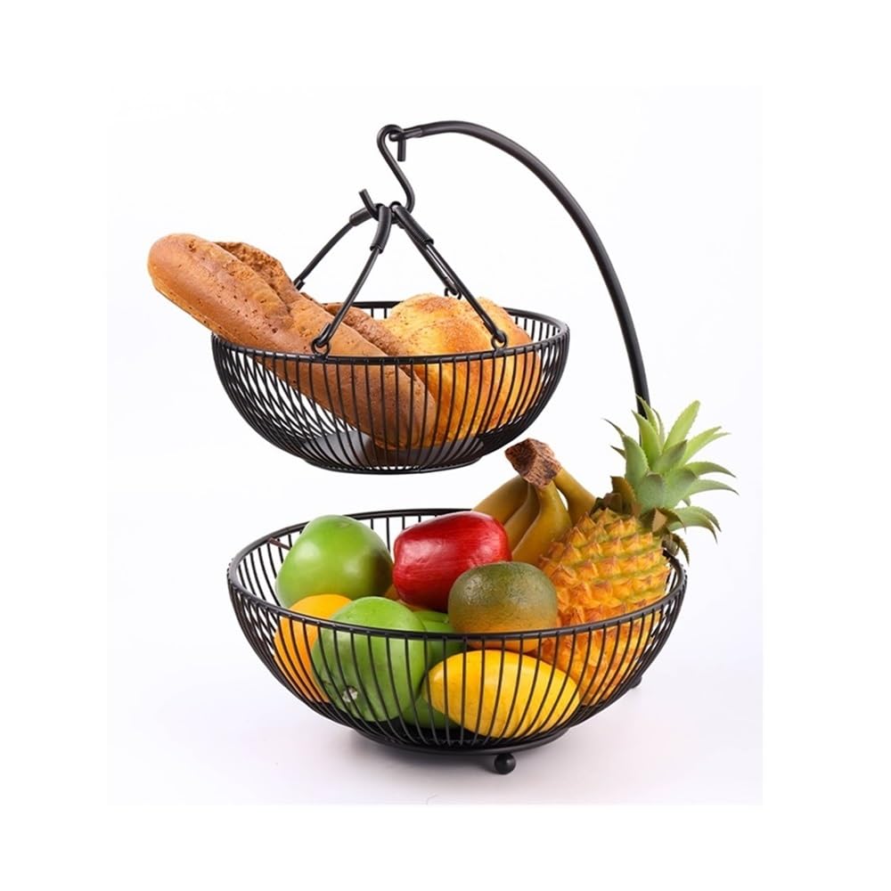 FZL02068LM Fruit Bowl Fruit Storage Basket Tiered Snack Stand Decorative Fruits Serving Versatile