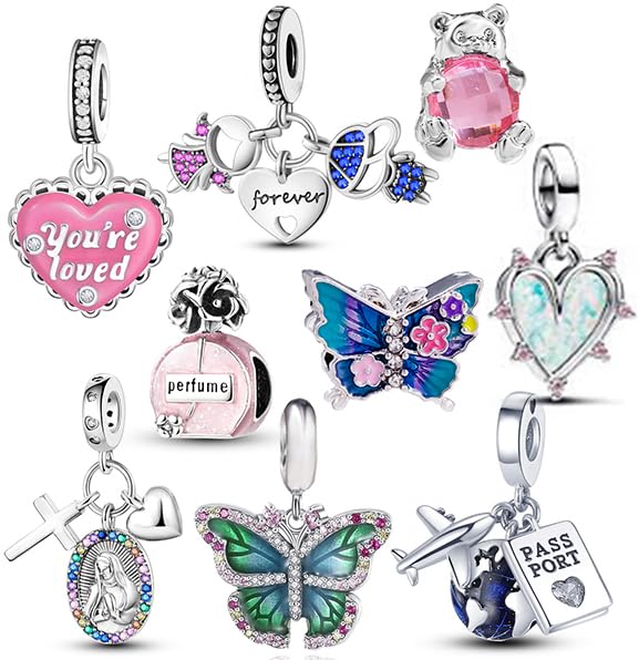 Image of 9Pcs Mixed Theme Charms for Bracelet Making Set